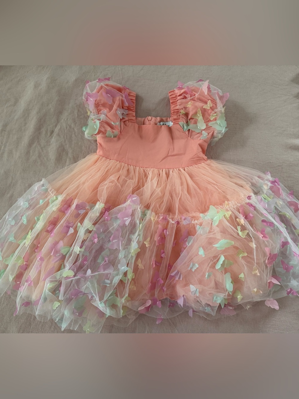 Lola + The Boys 3D Butterfly puffy sleeve Tulle Girls party Dress